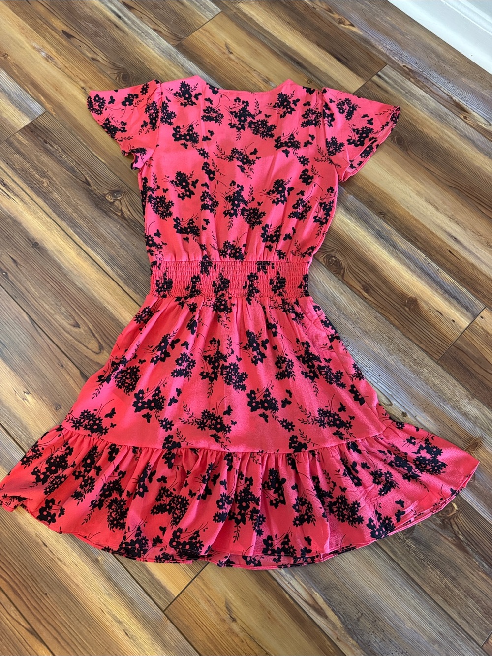 Michael Kors Floral Ruffle Dress with Smocked Waistband Size xs - Picture 7 of 10